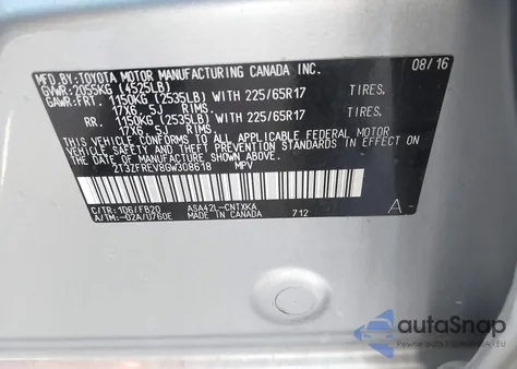 2016 Toyota Rav4 Le from USA, damaged, VIN 2T3ZFREV8GW308618